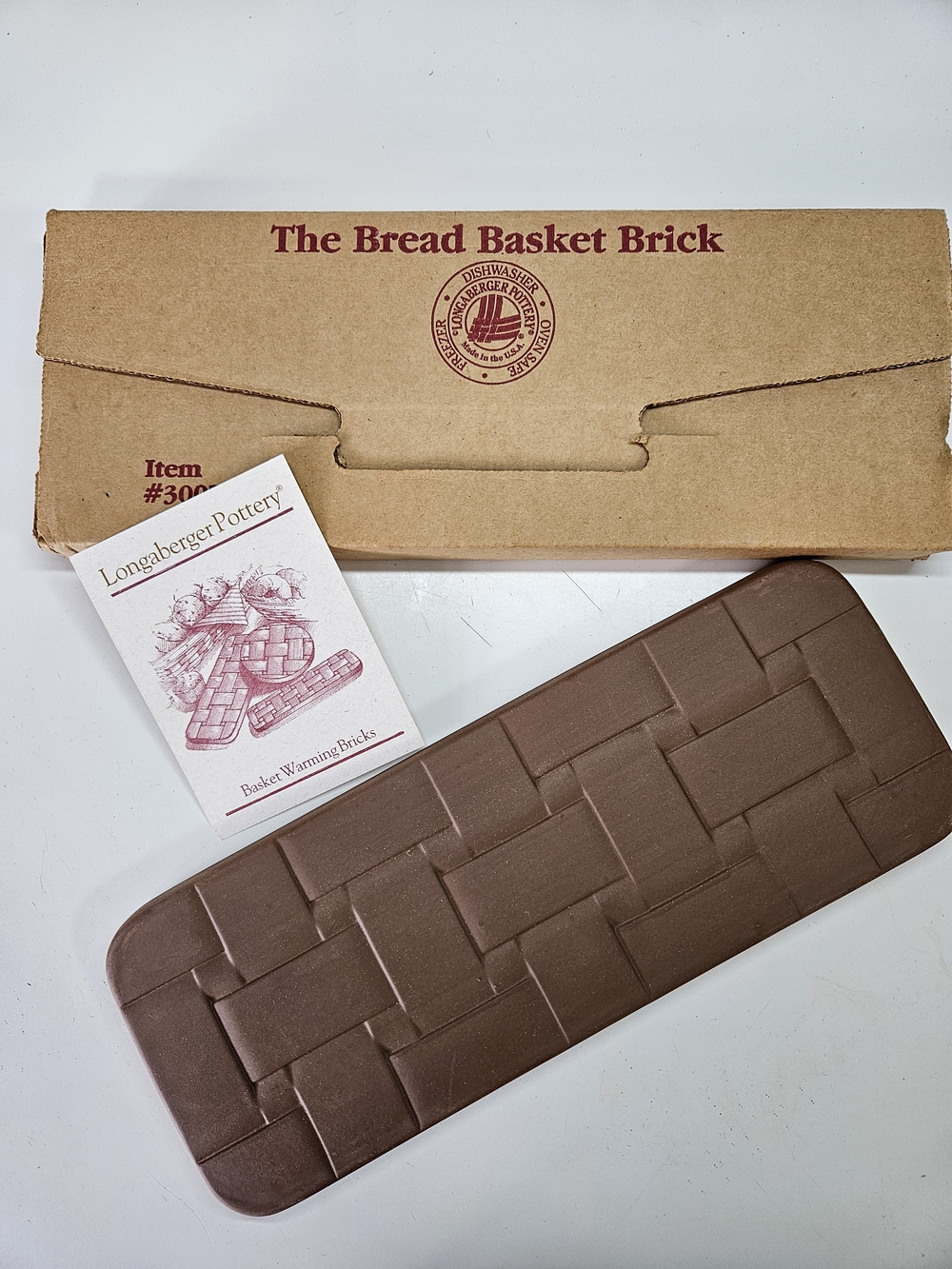 Longaberger Bread Basket Brick Warming Stone 30074 4 1/4” X 11” USA